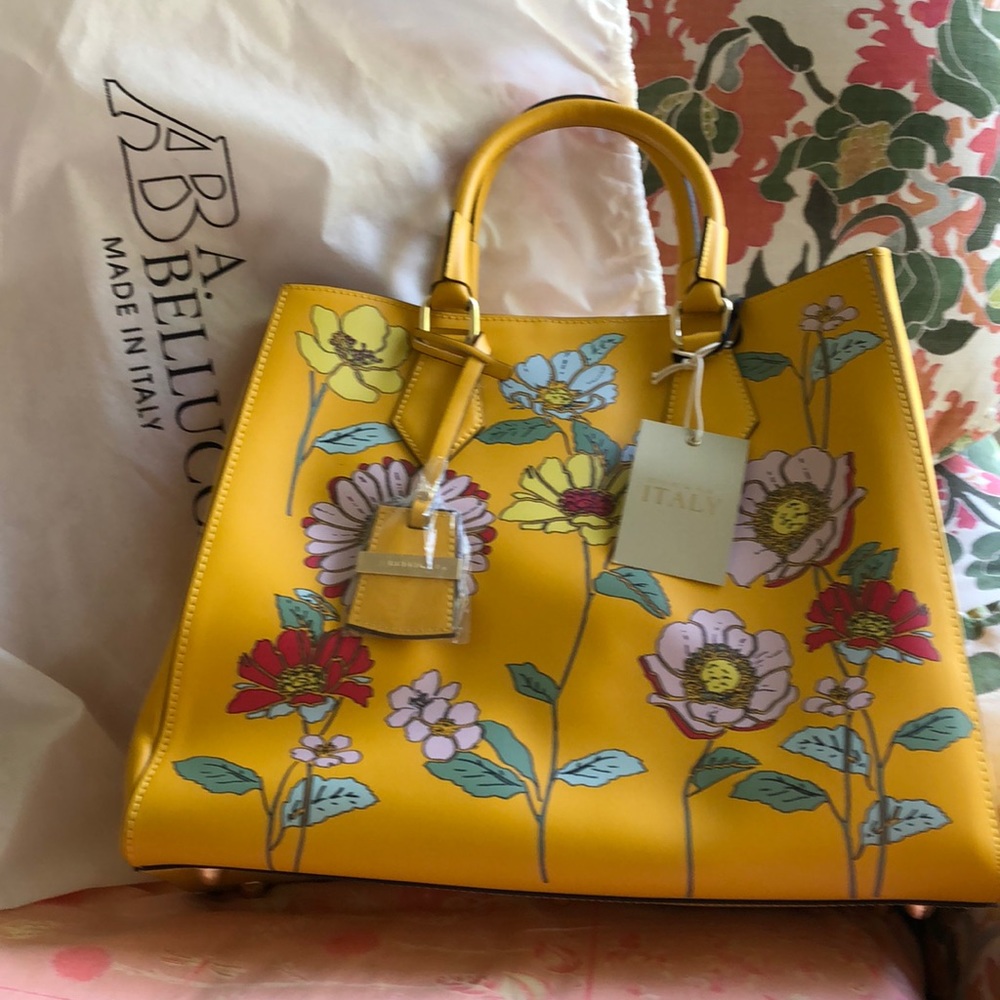 Gorgeous made in Italy handbag tote yellow floral